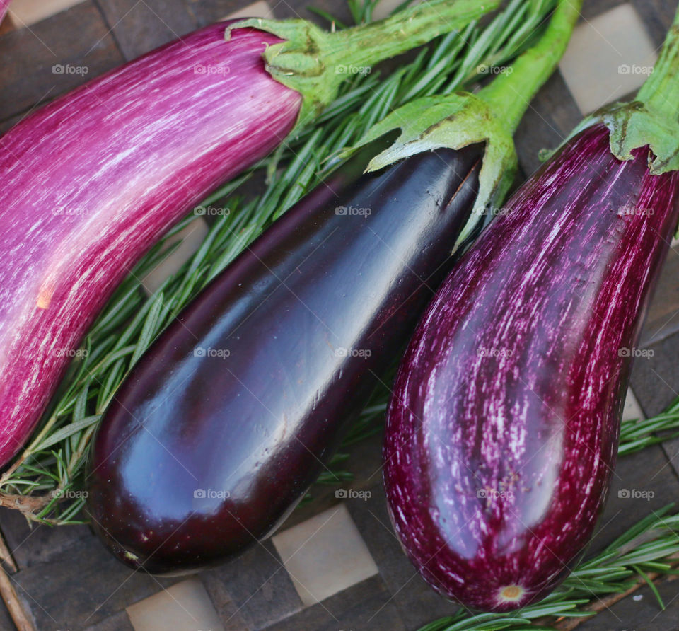 Close-up of eggplants