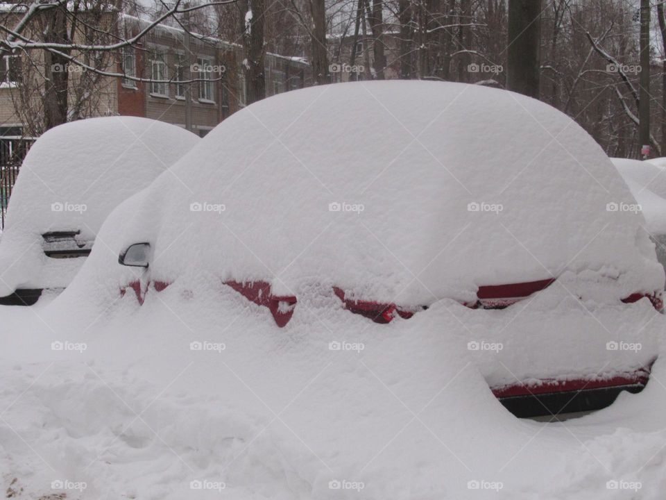 a lot of snow in December, winter in Russia, frost and cold