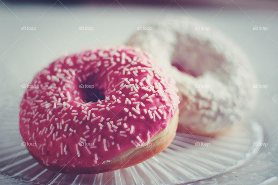 Pink and white donuts