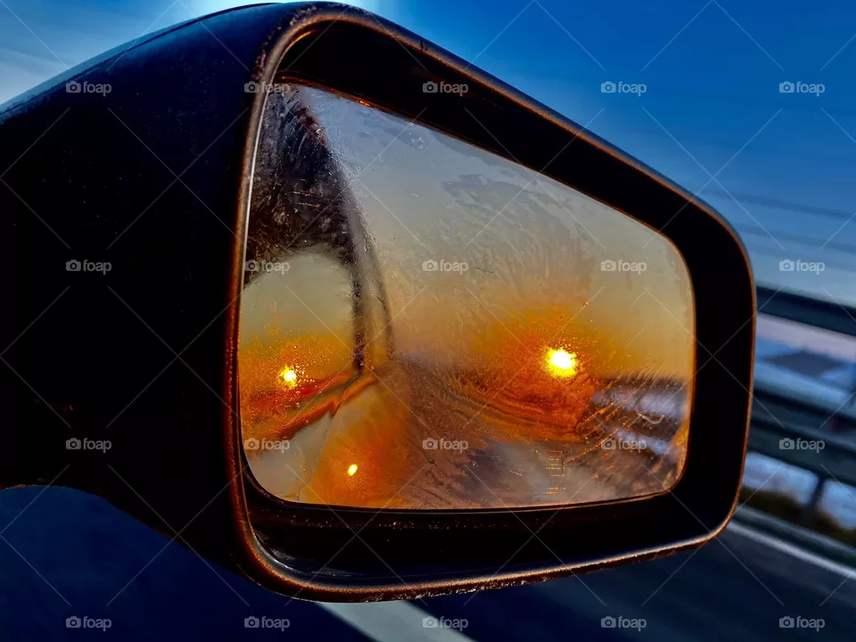 Sunset on road