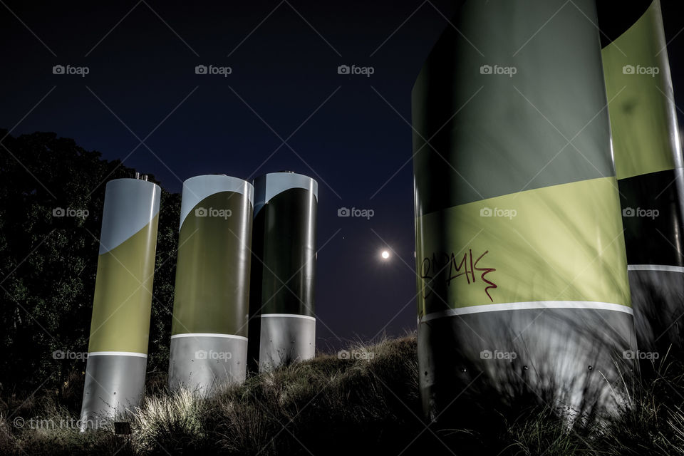 Full moon and Prince Alfred Pool exhaust chimneys