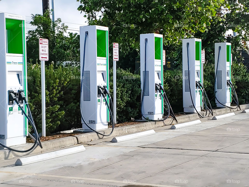 Five electric vehicle charging stations