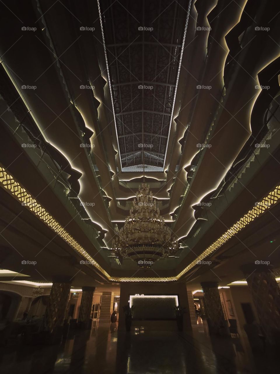 The ceiling of the building