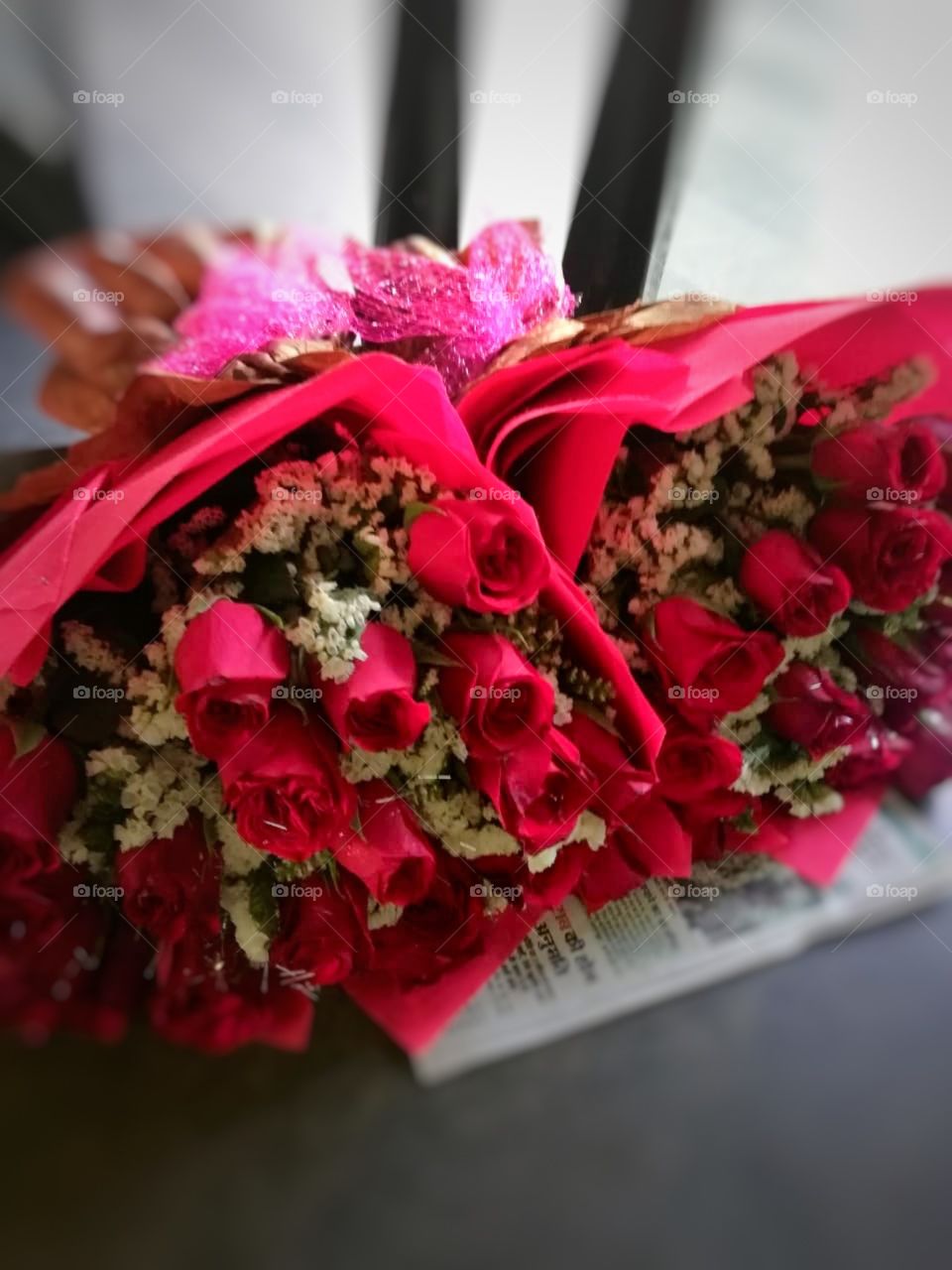 In this photo you can see a beautiful red Rose bouquets