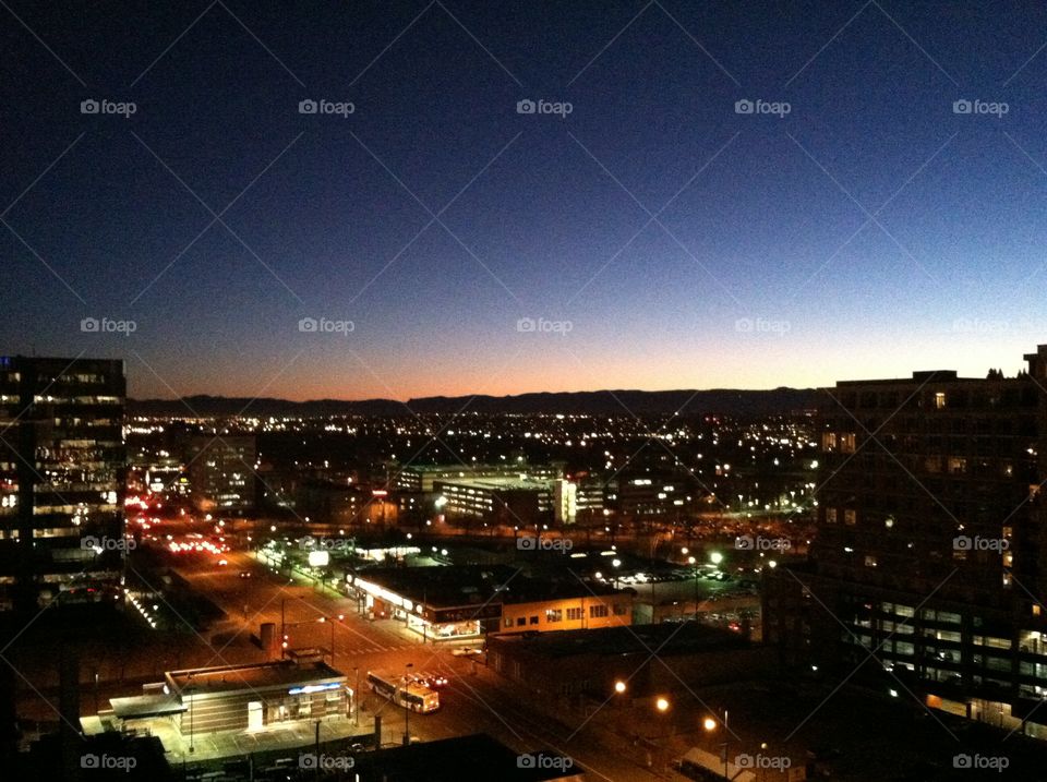 Denver skyline at night