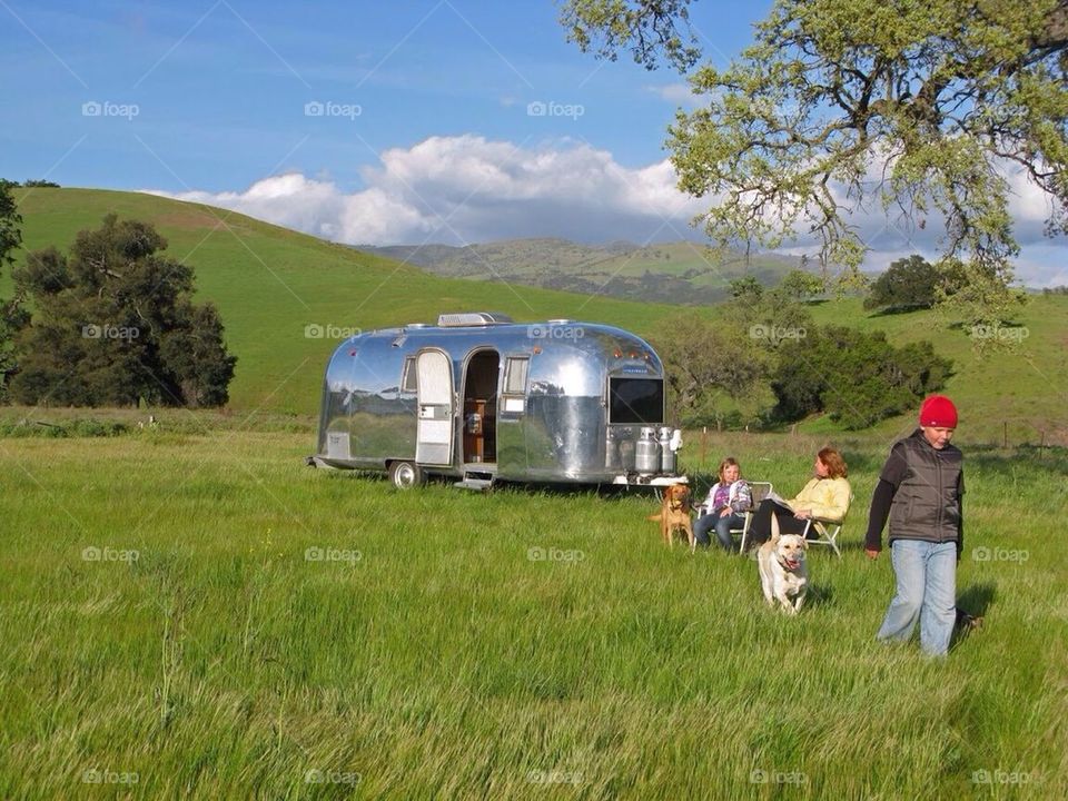 Airstream in a country meadow