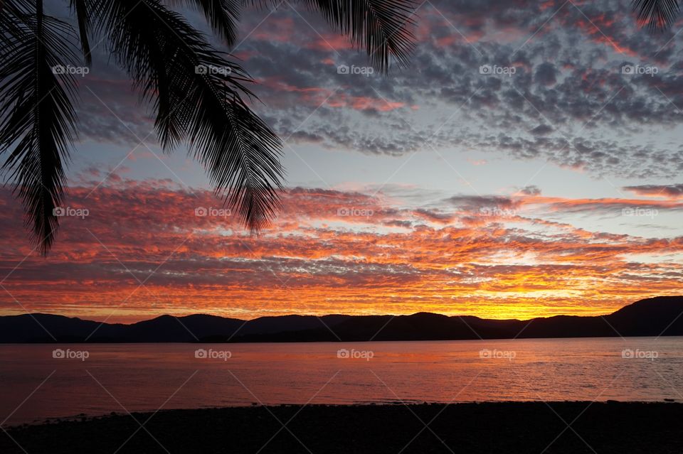 Stunning sunset on Daydream Island, Whitsundays, Australia 