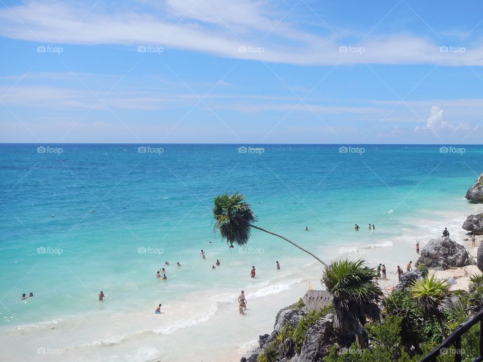 High angle view of sea