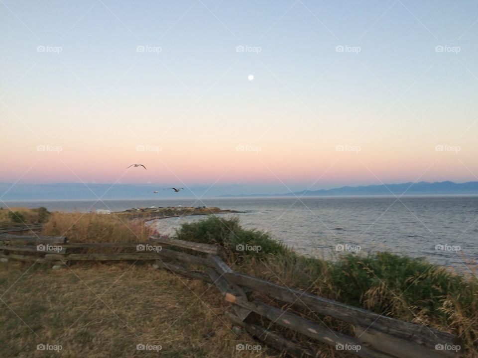 Moon and sunset