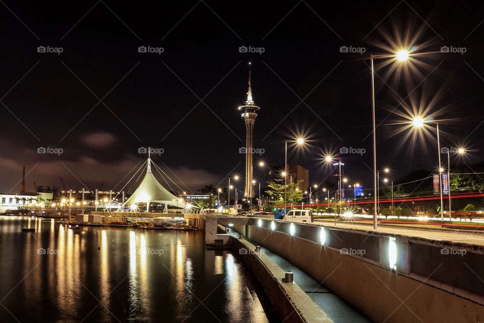 Cityscapes at Night a tourist spots nice place to visit when you travel Macau SAR of China. Located at the Nam Van Lake, also a nice location to view Macau Tower