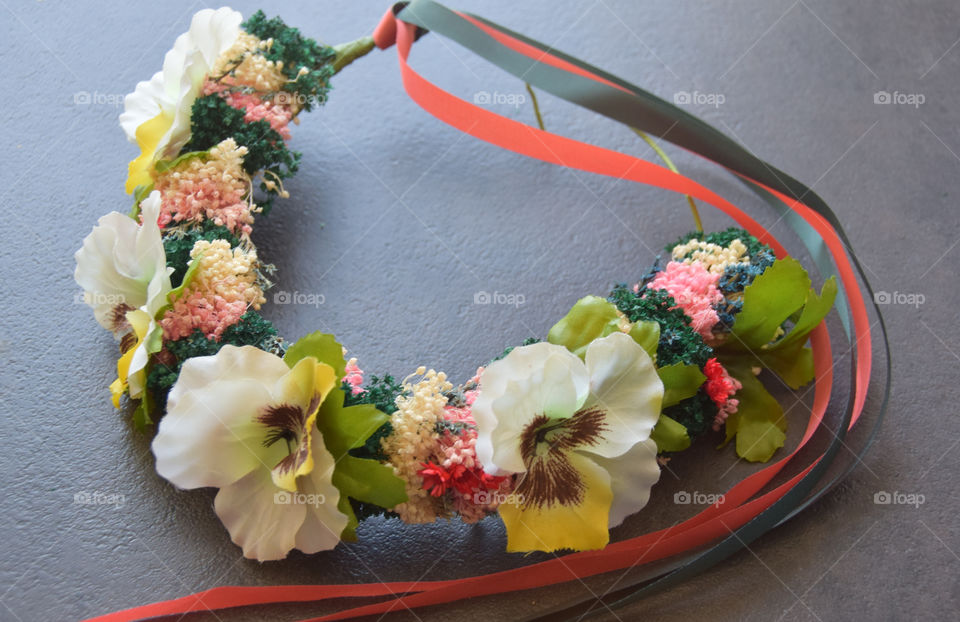 Floral crown of silk flowers