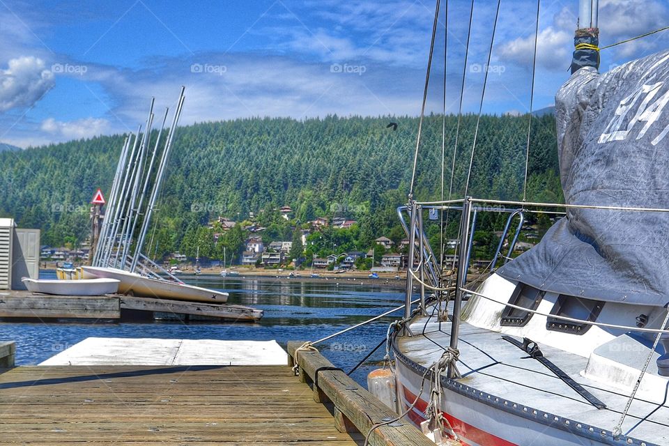 Sailboat at the dock of the bay.... Sailboat in the marina, view