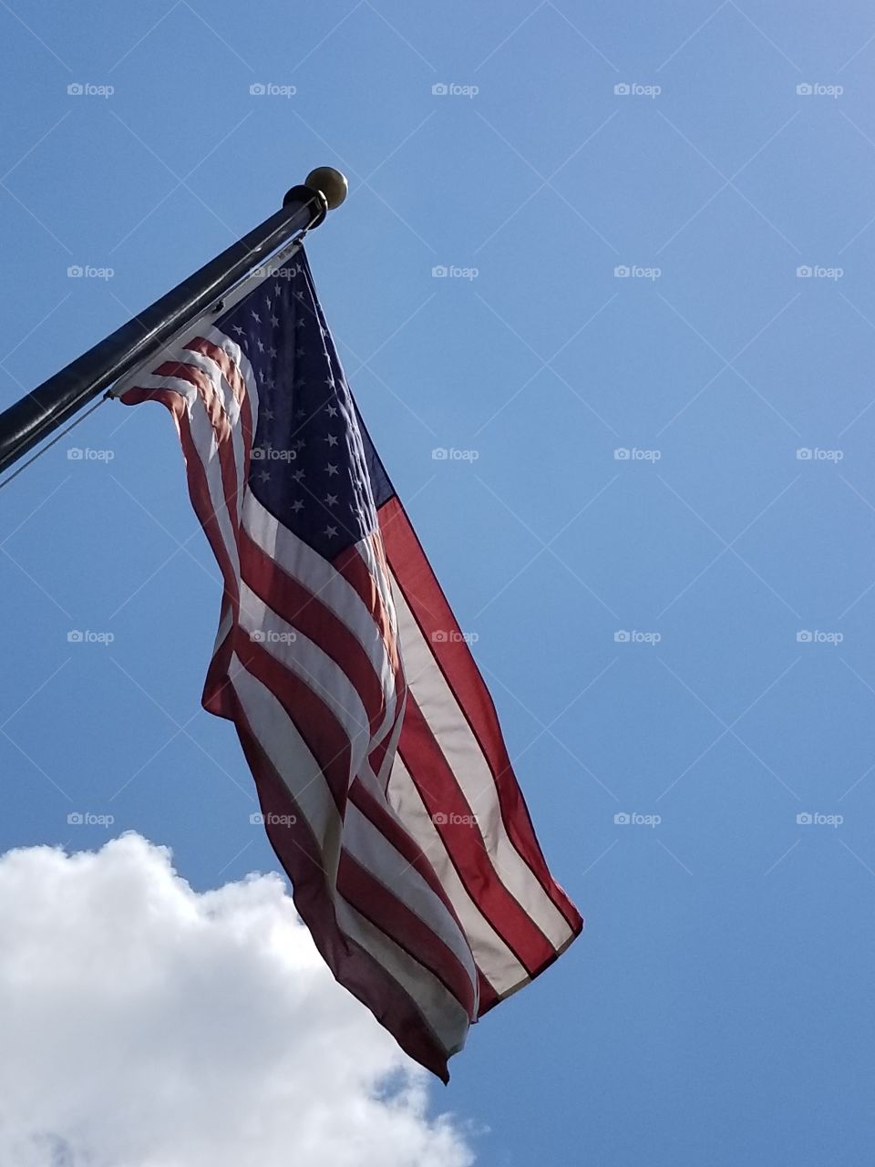 United State of America flag flying in the wind