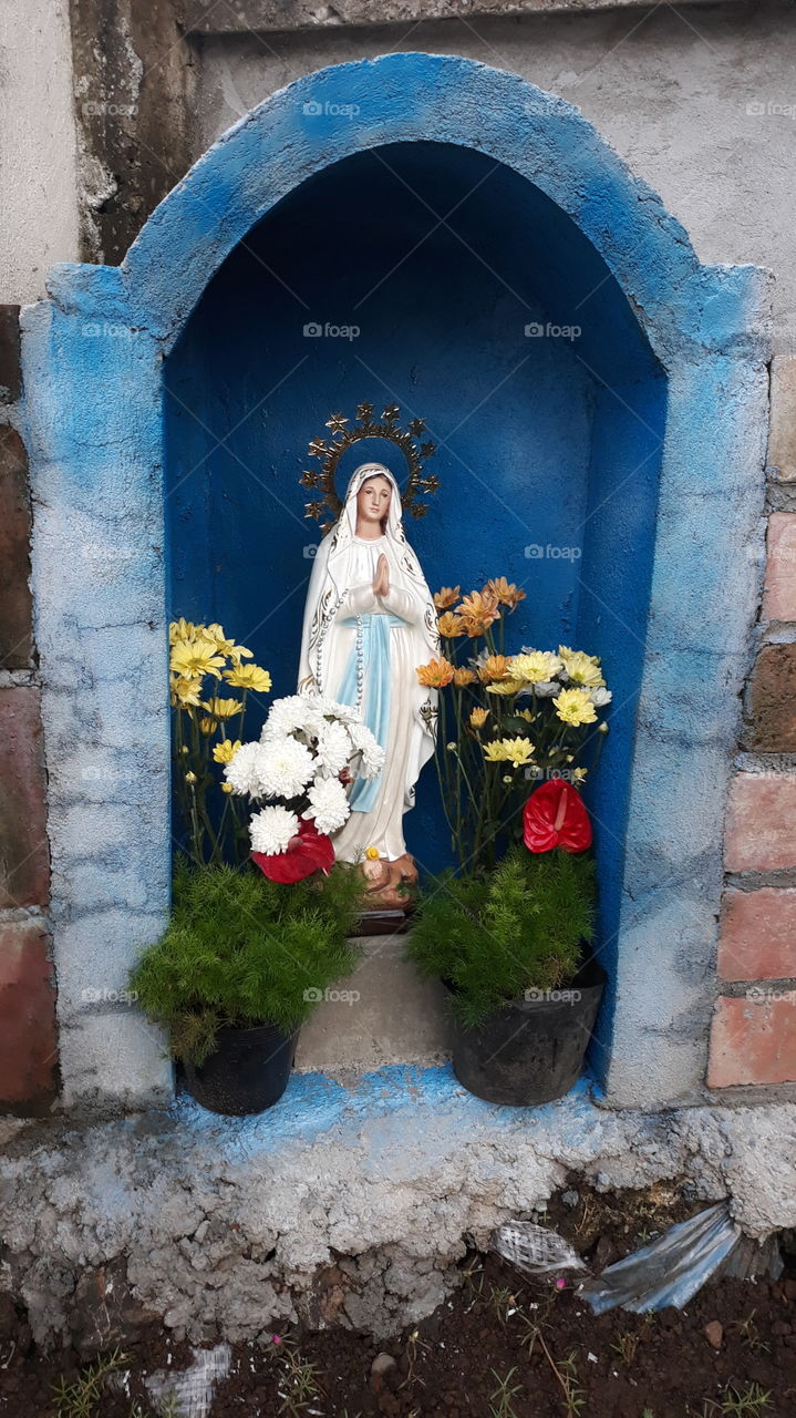 This is a newly built grotto of Our Lady of Lourdes.