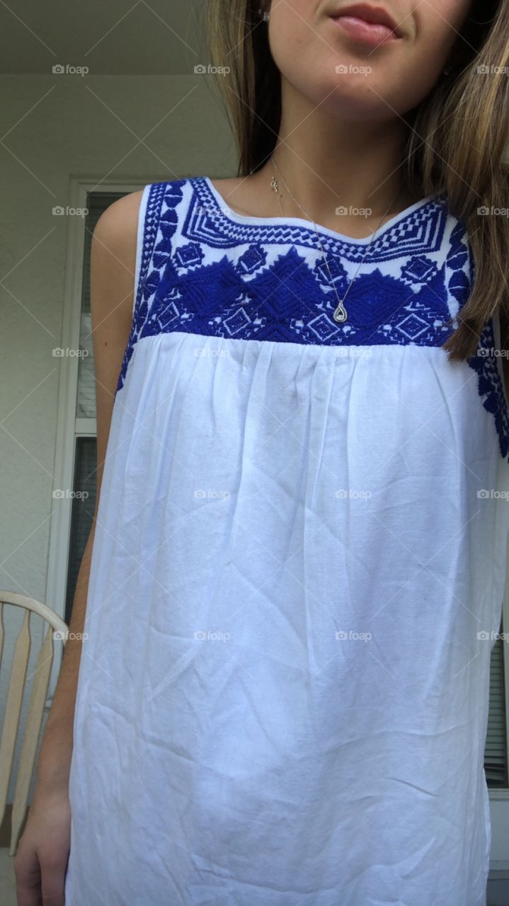 Beautiful Greek-style inspired dress on a hot day in Florida to be worn to a classy winery