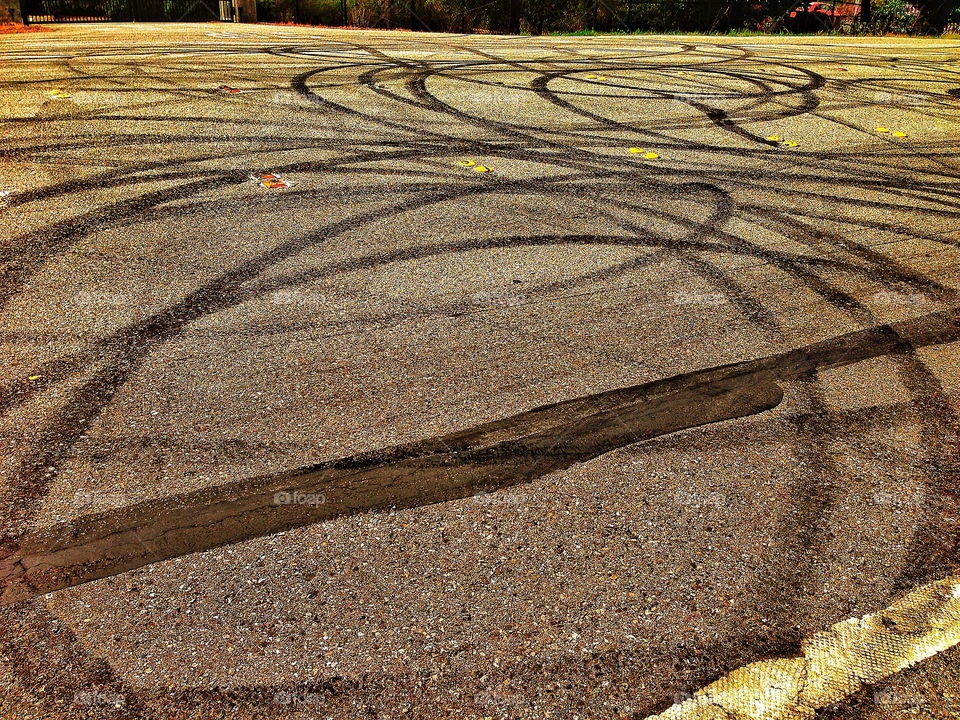 Skid Marks On Asphalt
