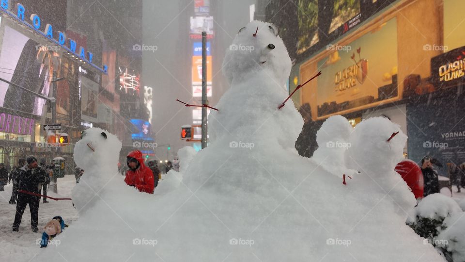Snow man in Times Square