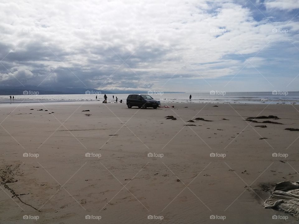 car on beach