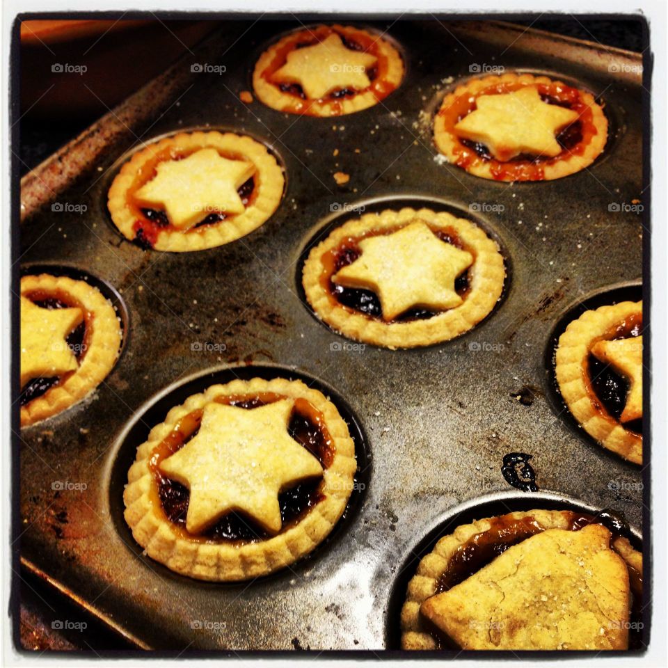 Homemade mince pies with pastry star top