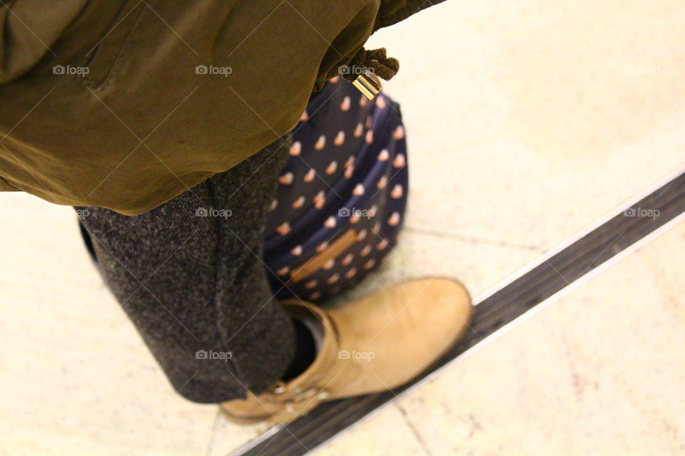 close-up of a woman with a backpack