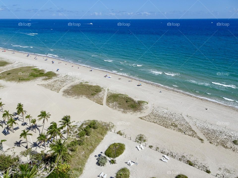 Beach vacation on the sea. Beautiful scenery from above Florida United States. 