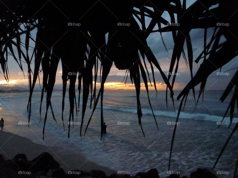 Tropical beach sunset