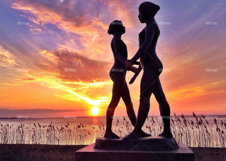 Sculpture in sunset