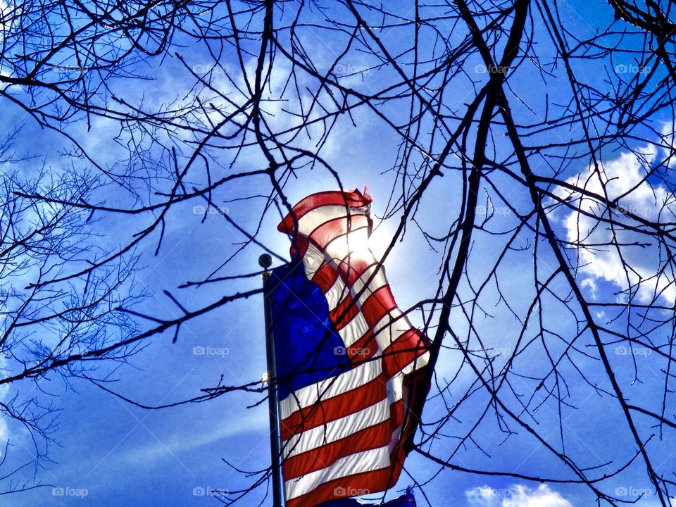 Flag in the wind and beautiful sky