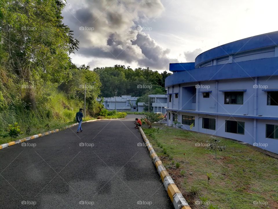 Clouds, Greenery, Pathyway, Hostel, Campus, Hostel, Building, Rainy Weather.