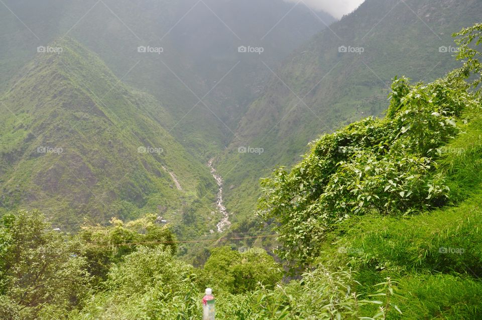 Mountain in foggy weather