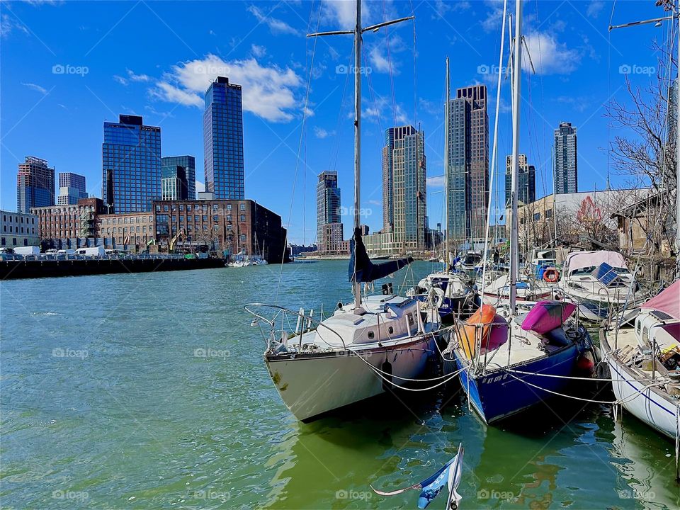 This is “Newtown Creek” by the “Pulaski Bridge” in LIC, Queens seen from one of the boats moored here, the “Salvation”, a “28 ft 1969 Luhrs” cabin cruiser that I and my partner “Timothy Trespas” call home. 2024. Hypnotic Productions