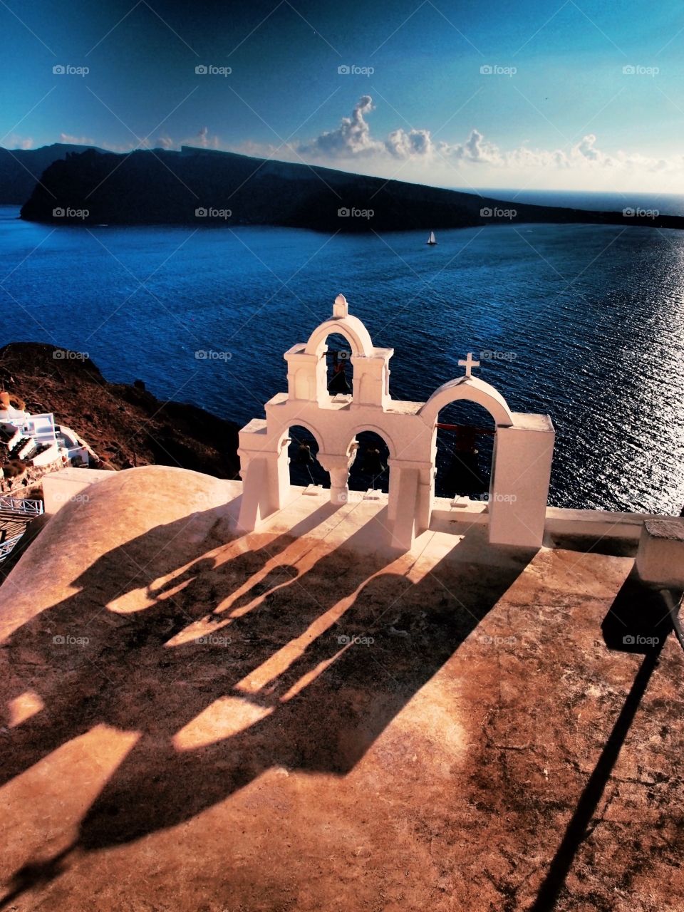 Sunset In Santorini, Greek Sunset, Shadows In The Sunset, Crosses In The Sun, Sunsets And Churches