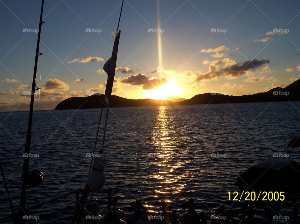 Sunset on the water sailing in the BVI. Sunset on the water sailing in the BVI
