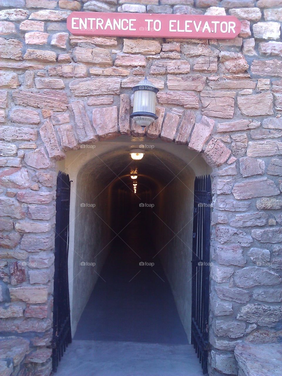Spooky Tunnel Entrance. While in Death Valley, we stopped at the Furnace Inn, and this was their entrance to the elevator.