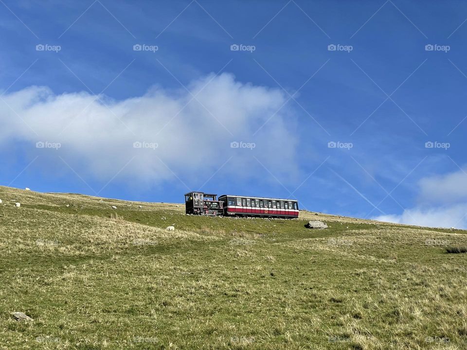 The train chugging up the mountain 