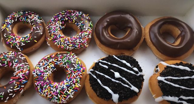 Box of delicious donuts 