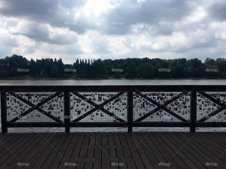 River bank with locks