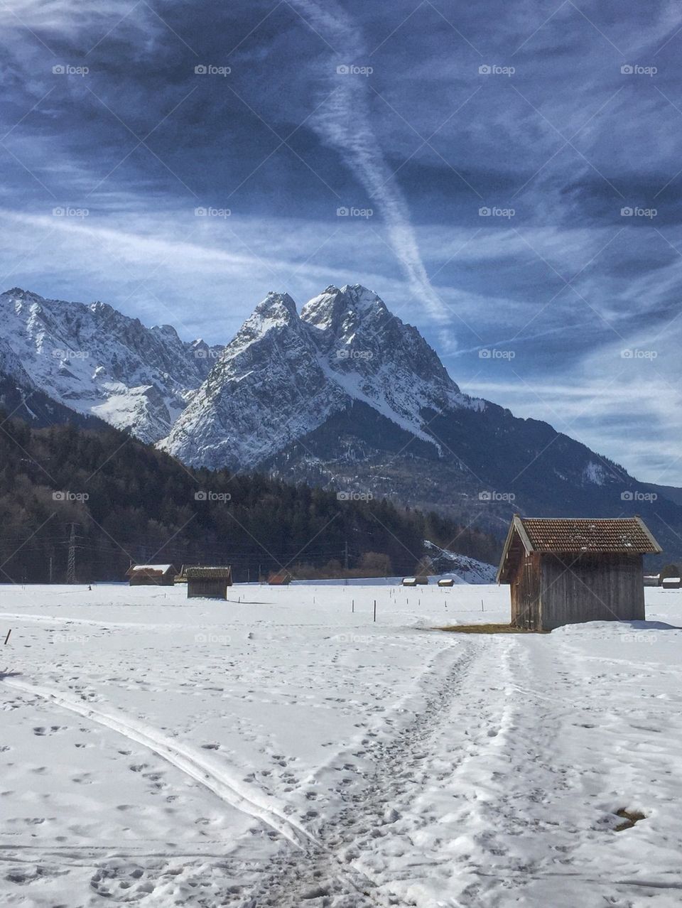 Sheds in a field in Germany