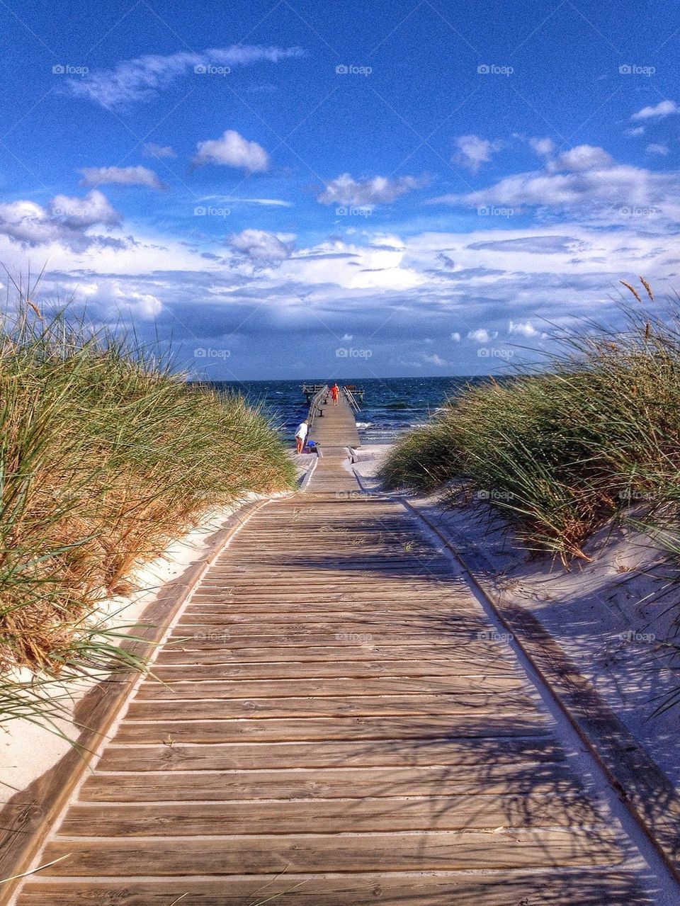 Wooden path to the sea