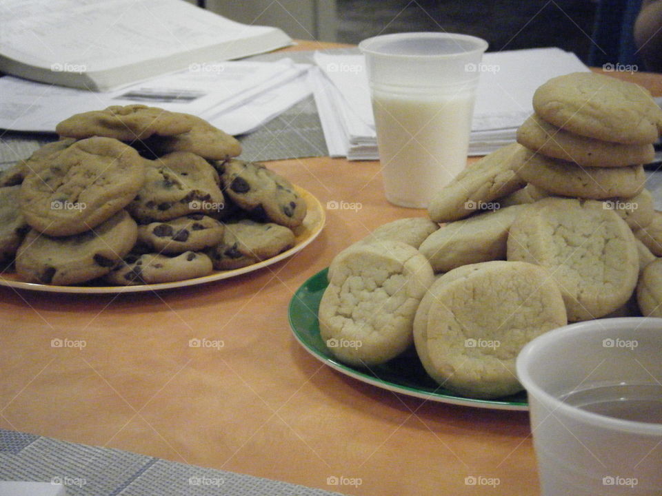 Cookies, milk, and studying.
