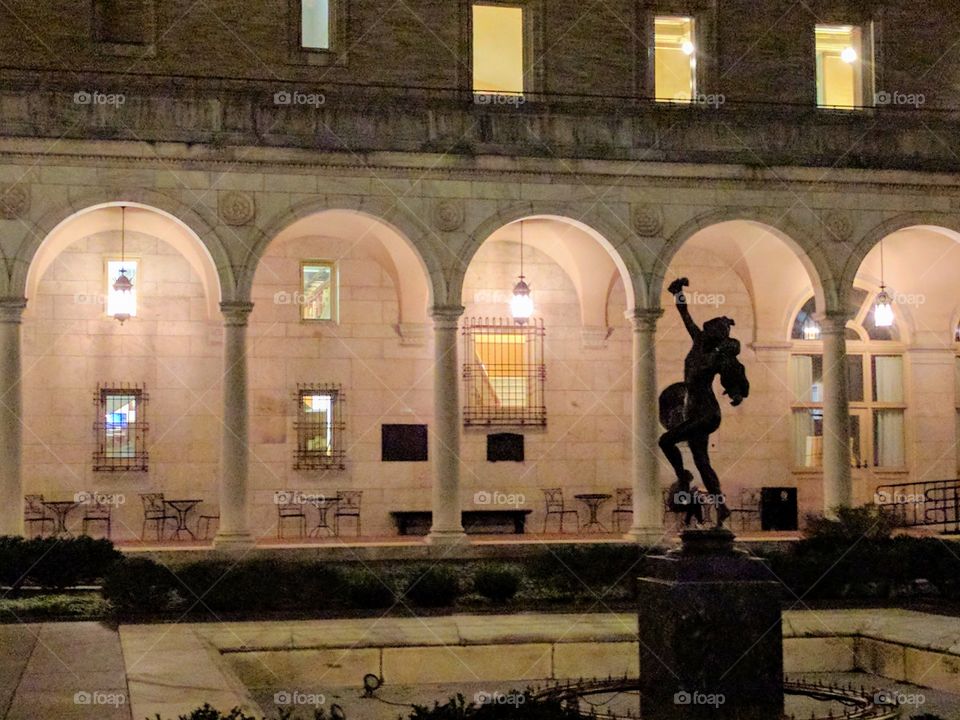 Dancing sculpture at night