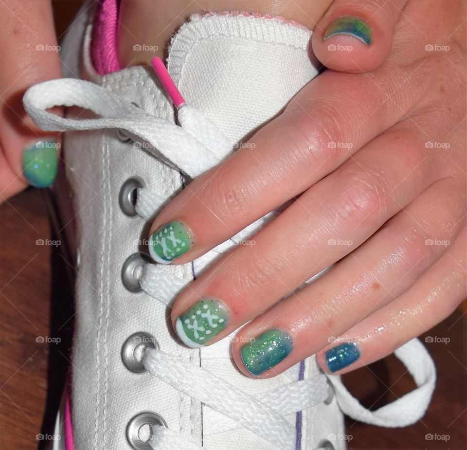 Green Sneakers on nails