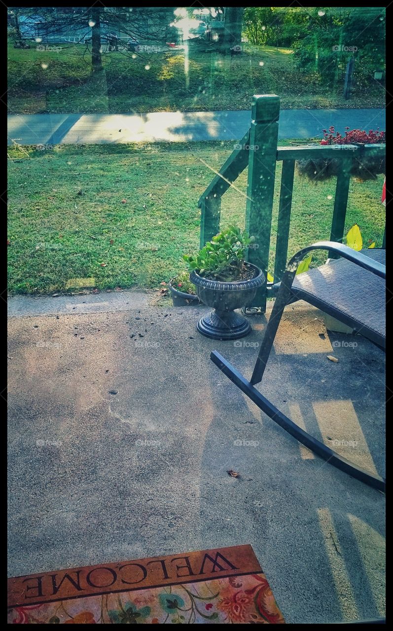 front porch morning sunlight