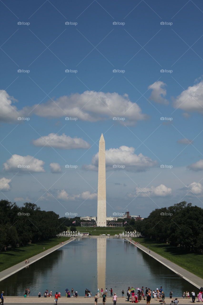 Washington monument in the clouds