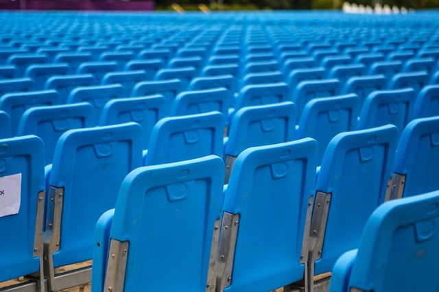 Blue seats. Empty blue seats at a concert or event