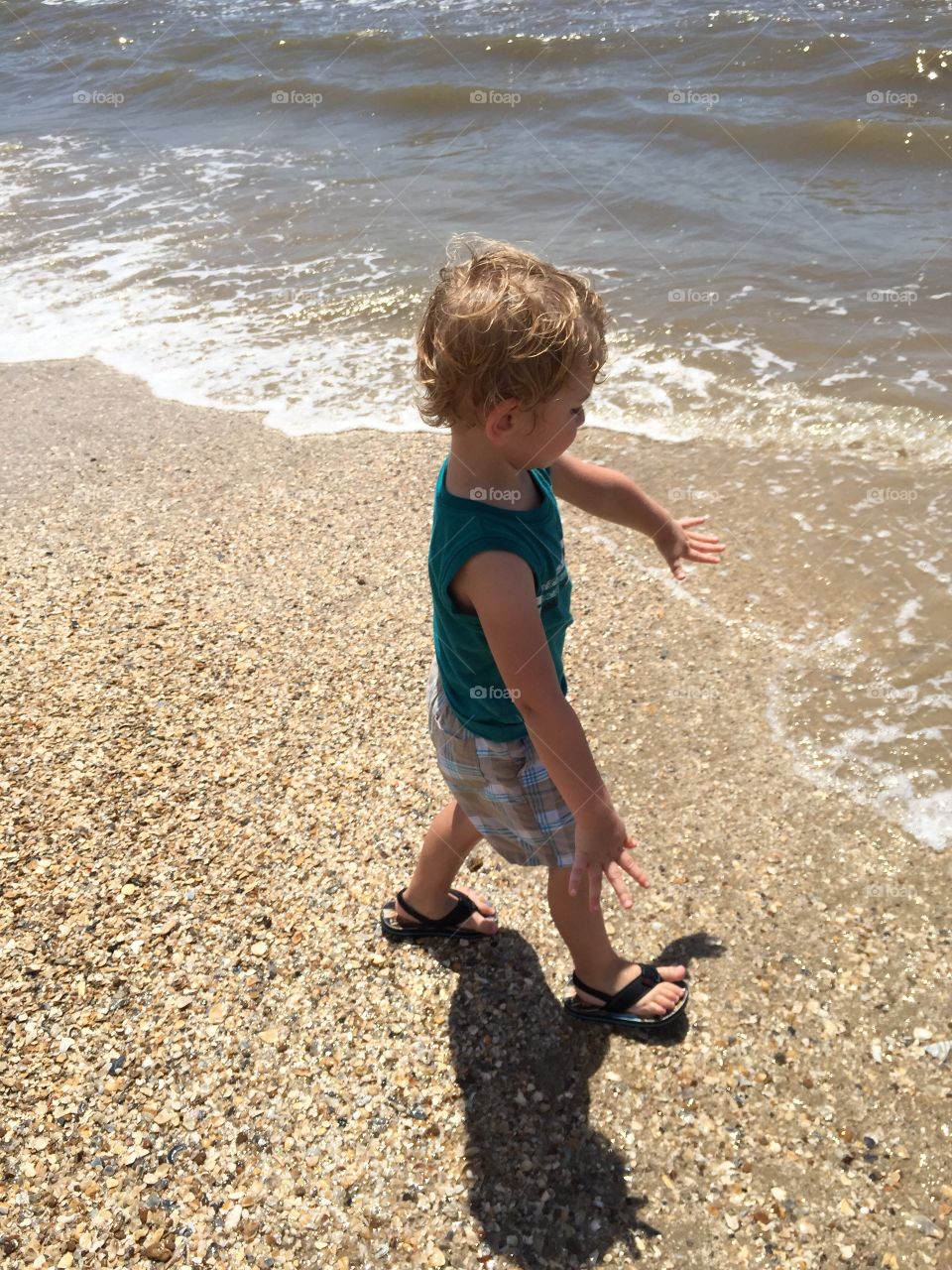 My nephew on the beach