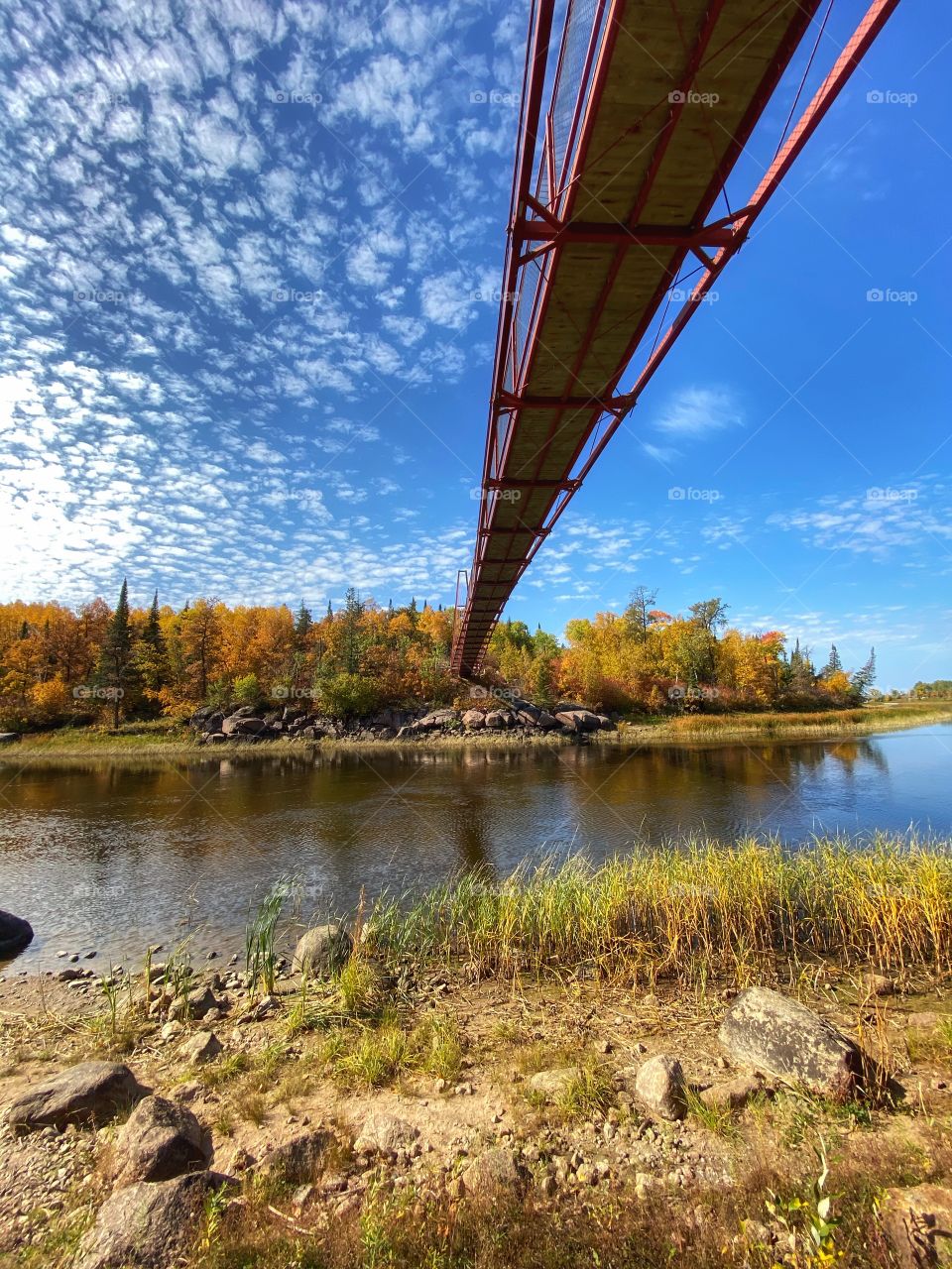 Bridge crossing a river on the Canadian Shield 