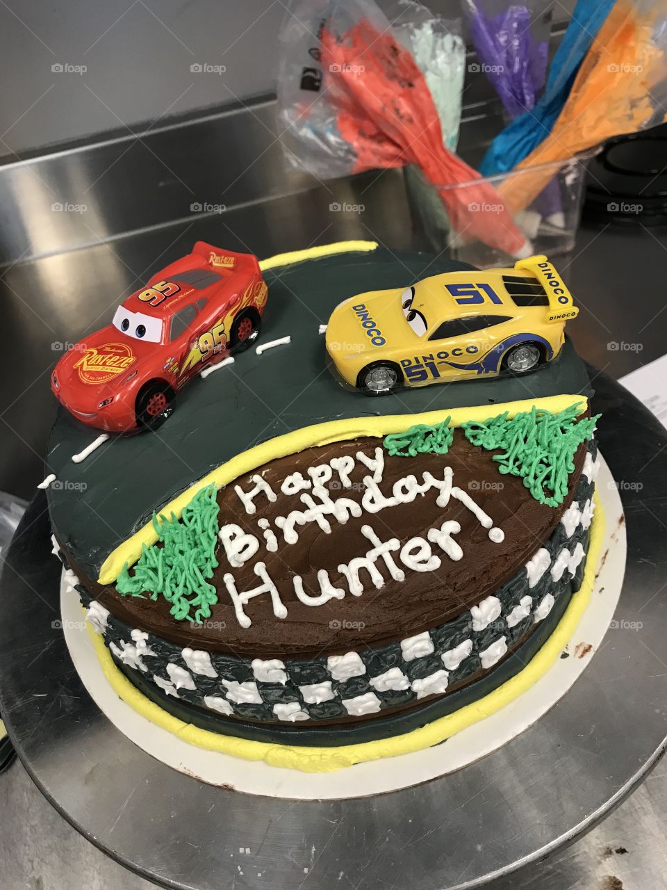 Movie, Cars birthday cake requested by customer, spent awhile to make