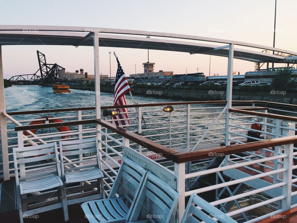 Ferry through Chicago river