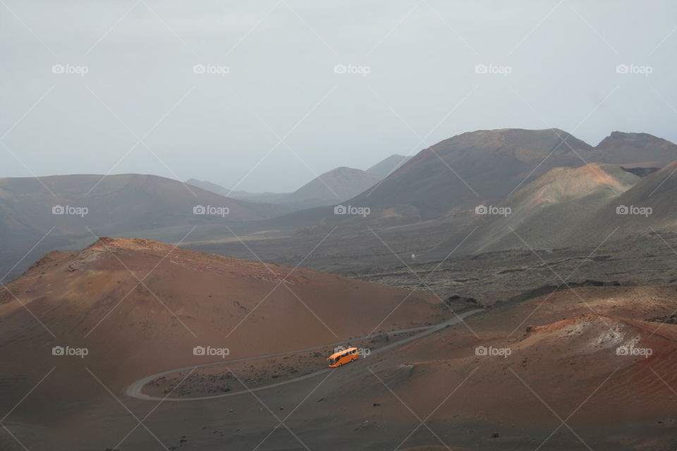 orange bus on Lanzarote